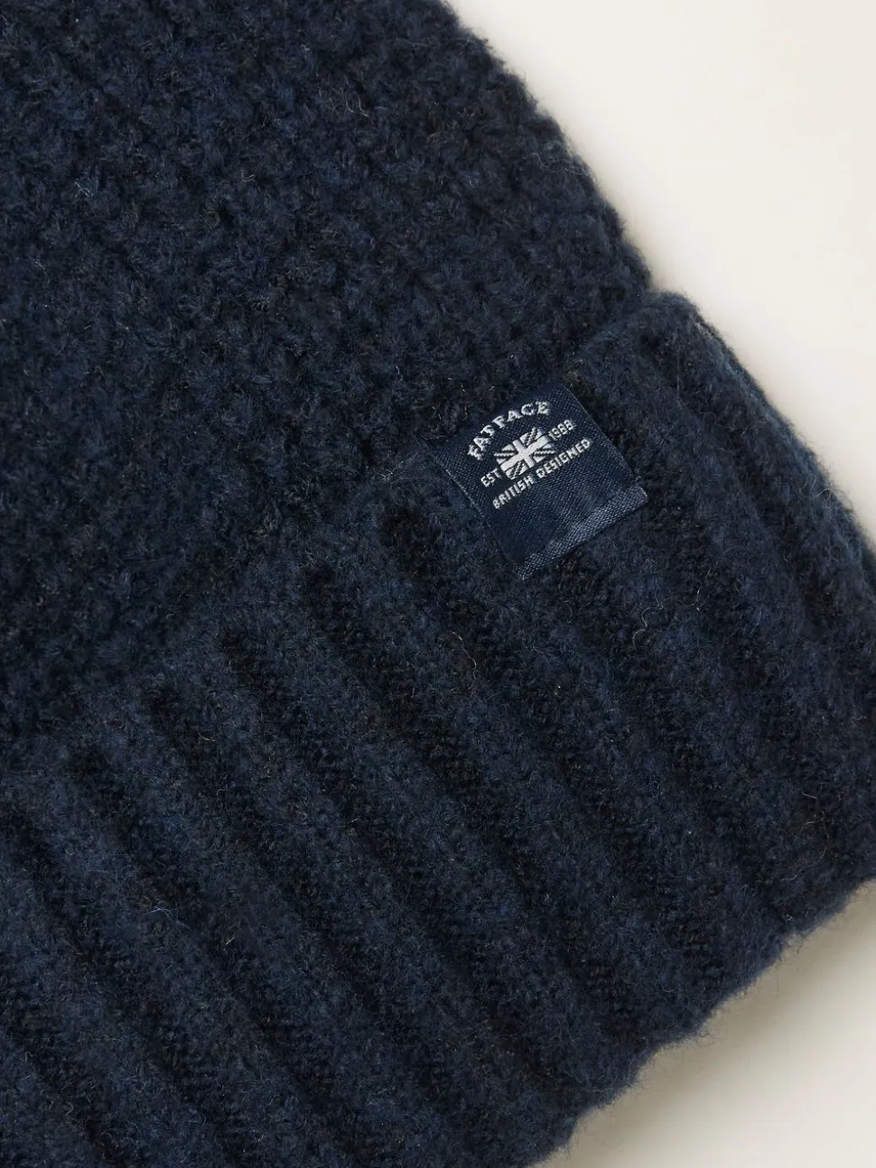 Marineblauw - FatFace beanie met wafelpatroon