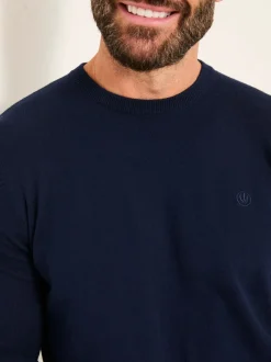 Marineblauw - FatFace Crew Neck Knitted Jumper