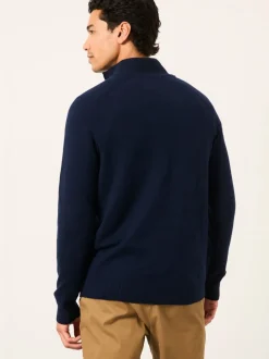 Marineblauw - FatFace Half Zip Neck Knitted Jumper