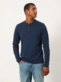 Marineblauw - FatFace Long Sleeve Woodside Slub