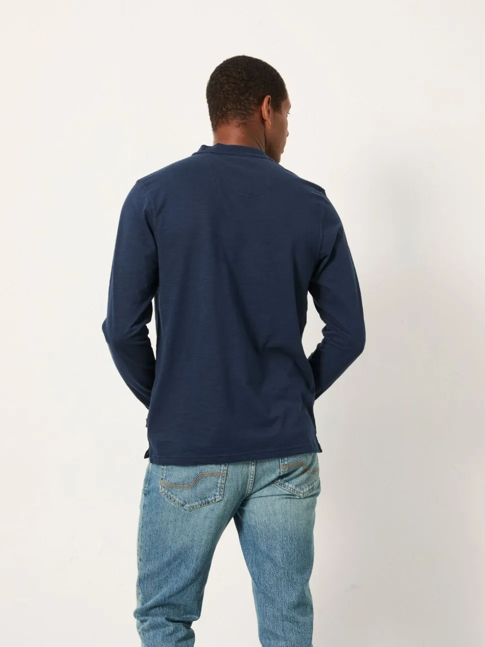 Marineblauw - FatFace Long Sleeve Woodside Slub