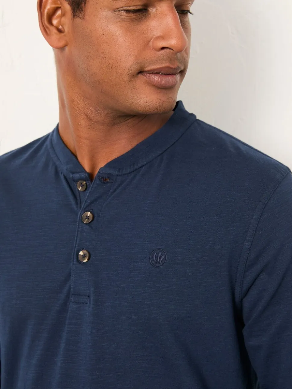 Marineblauw - FatFace Long Sleeve Woodside Slub
