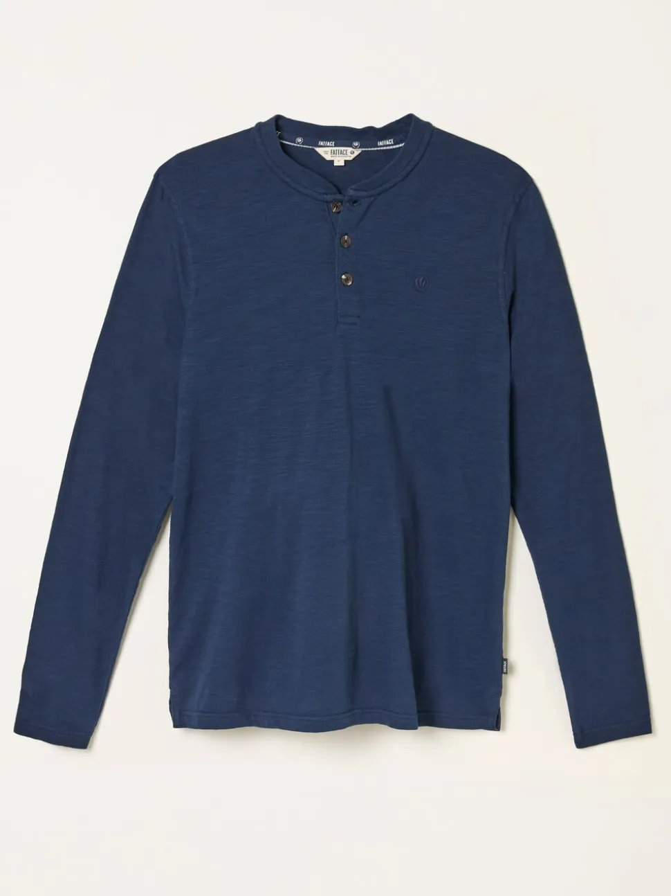 Marineblauw - FatFace Long Sleeve Woodside Slub