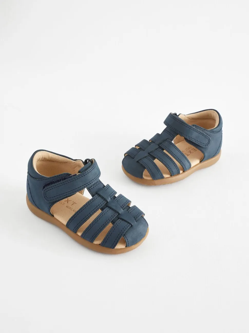 Marineblauw - First Walker babysandalen van leer met klittenbandsluiting