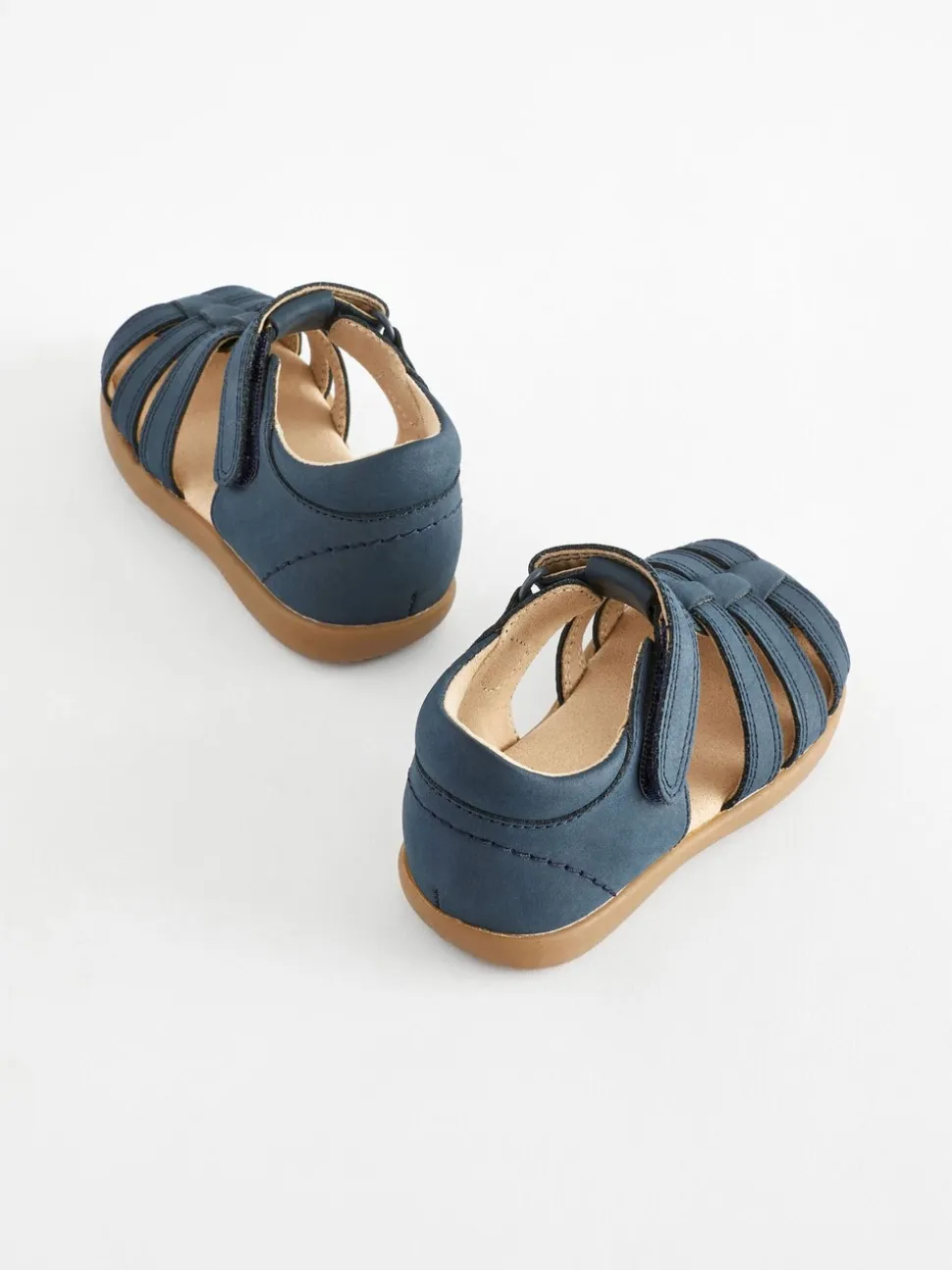 Marineblauw - First Walker babysandalen van leer met klittenbandsluiting
