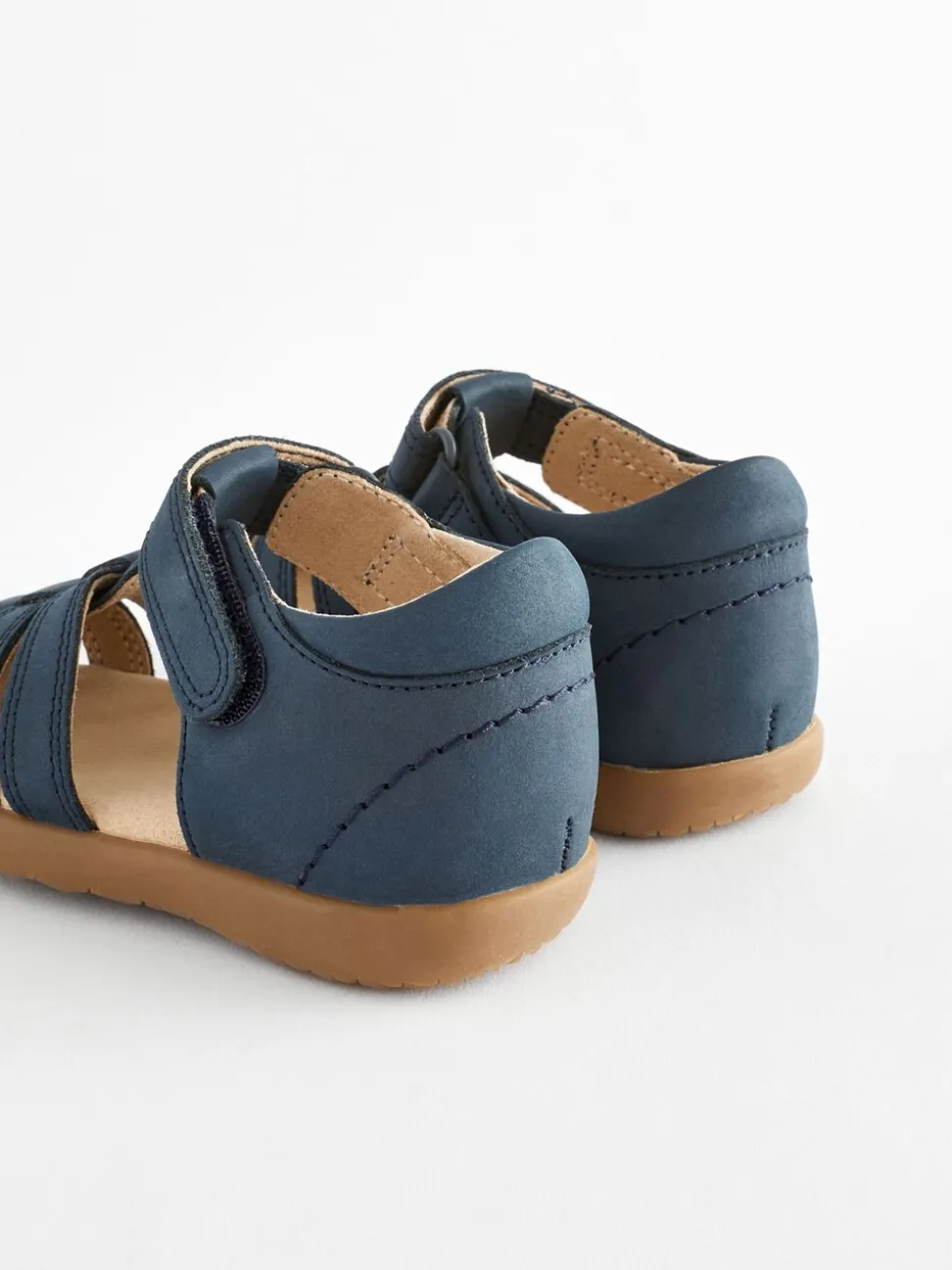 Marineblauw - First Walker babysandalen van leer met klittenbandsluiting