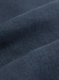 Marineblauw - Geborstelde jersey shorts met ritszakken