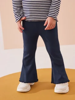 Marineblauw - Geribbelde flare legging (3 mnd-7 jr)