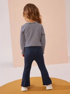 Marineblauw - Geribbelde flare legging (3 mnd-7 jr)