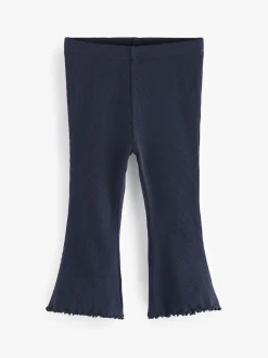 Marineblauw - Geribbelde flare legging (3 mnd-7 jr)