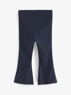 Marineblauw - Geribbelde flare legging (3 mnd-7 jr)