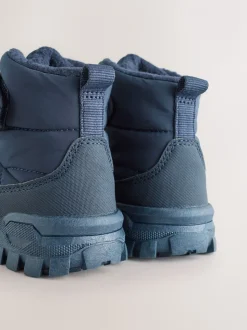 Marineblauw - Gewatteerde laarzen met klittenbandsluiting
