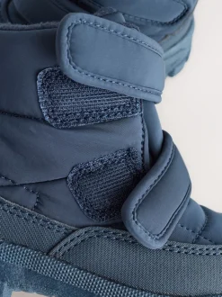 Marineblauw - Gewatteerde laarzen met klittenbandsluiting