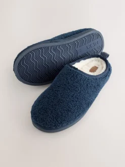 Marineblauw - Instappantoffels met borgvoering