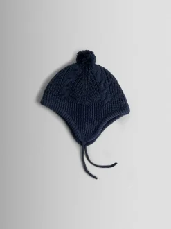 Marineblauw - JoJo Maman Bébé Cosy Pom Pom Rib Hat