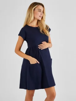 Marineblauw - JoJo Maman Bébé Overhemdjurk met zak voor zwangerschap