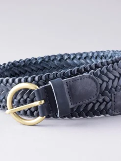 Marineblauw - Lakeland Leather Waverton gevlochten riem