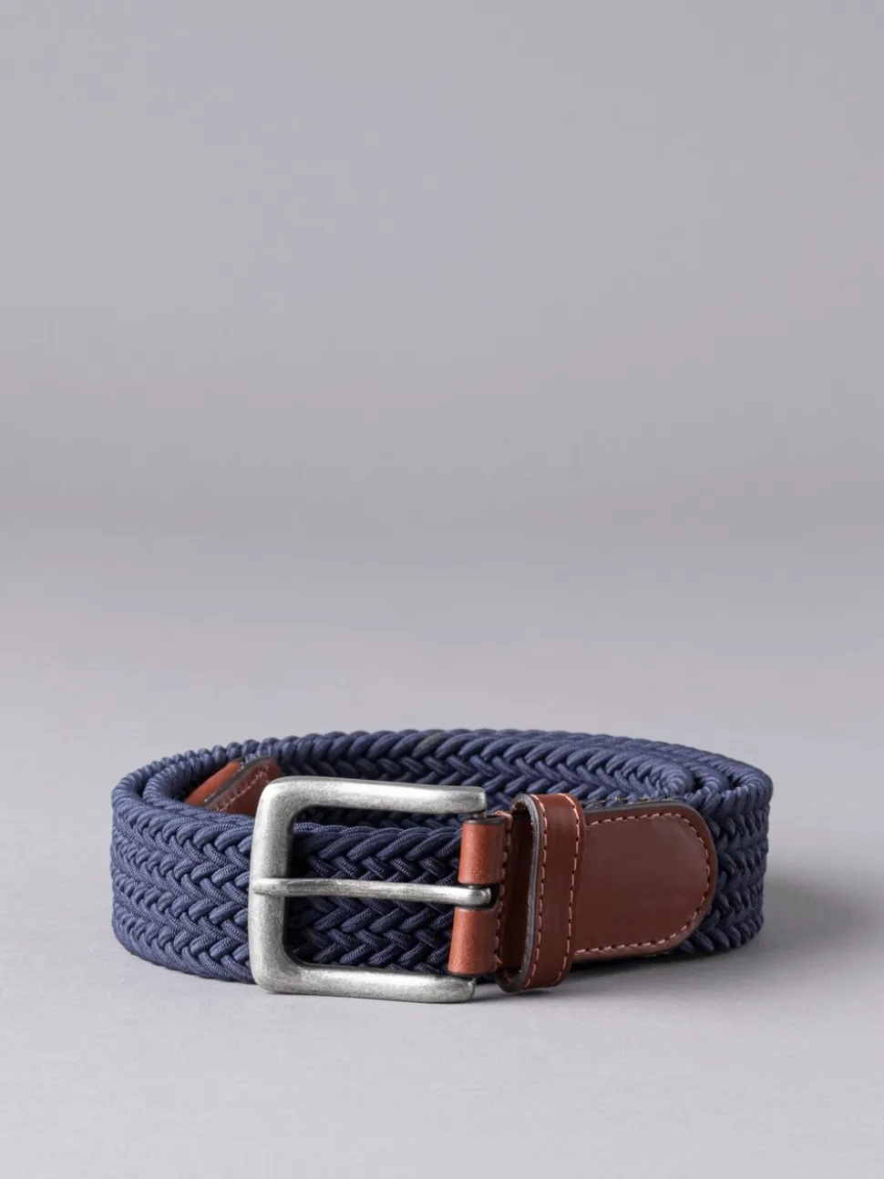 Marineblauw - Lakeland leren Greythwaite gevochten riem