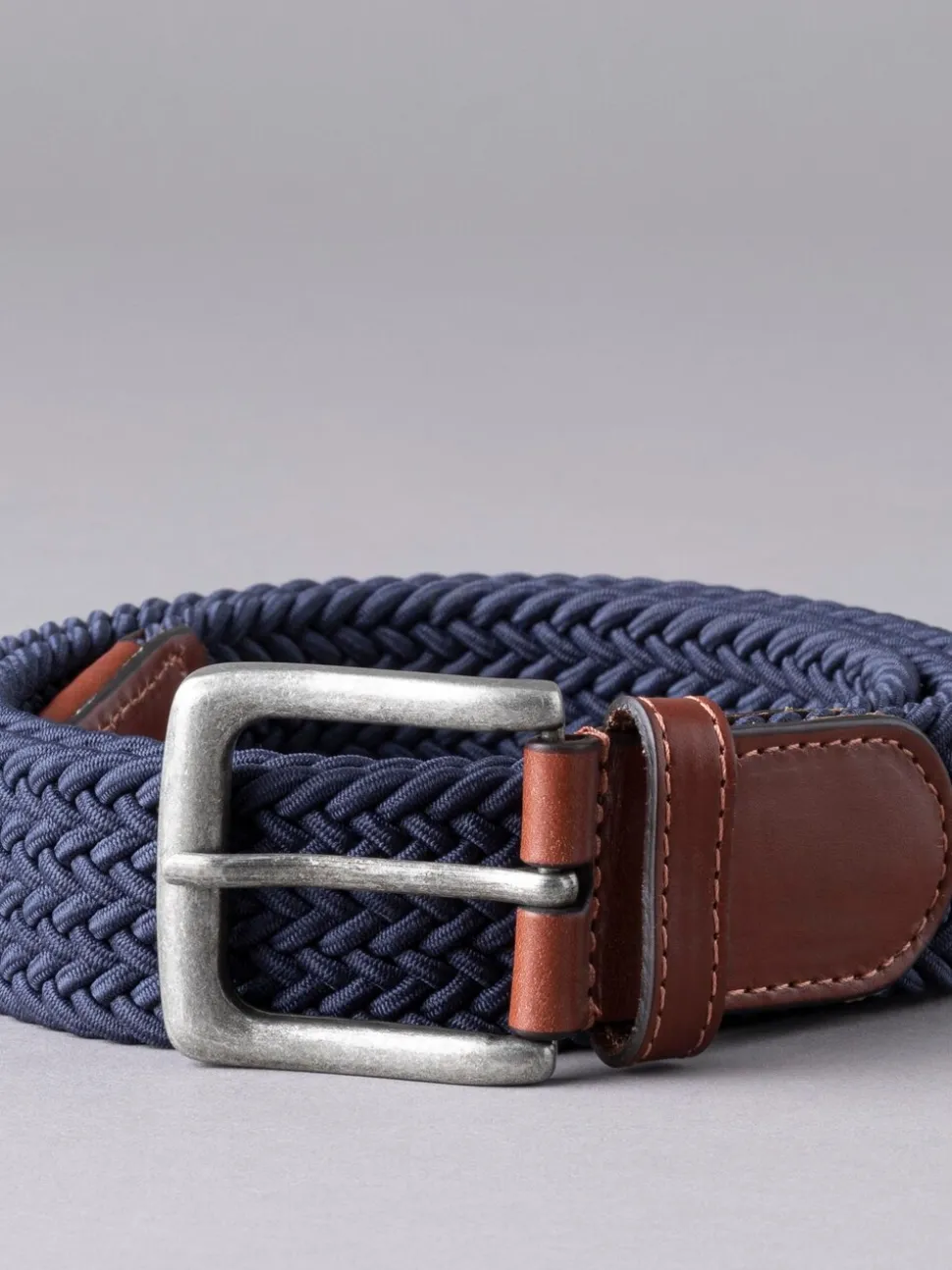 Marineblauw - Lakeland leren Greythwaite gevochten riem
