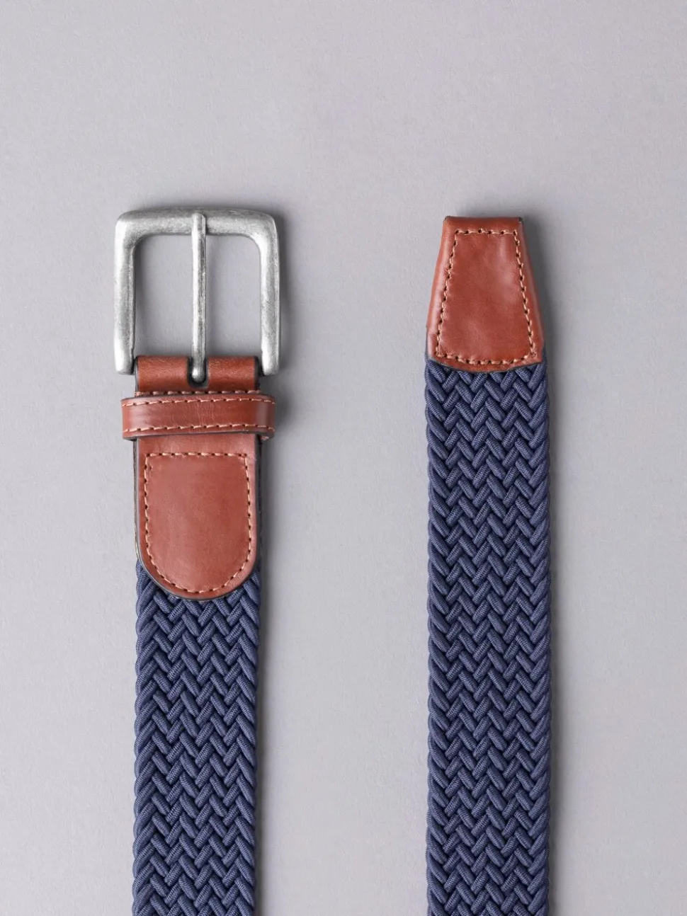 Marineblauw - Lakeland leren Greythwaite gevochten riem