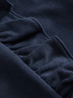 Marineblauw - Laura Ashley - Mock-sweatjurk met ruche
