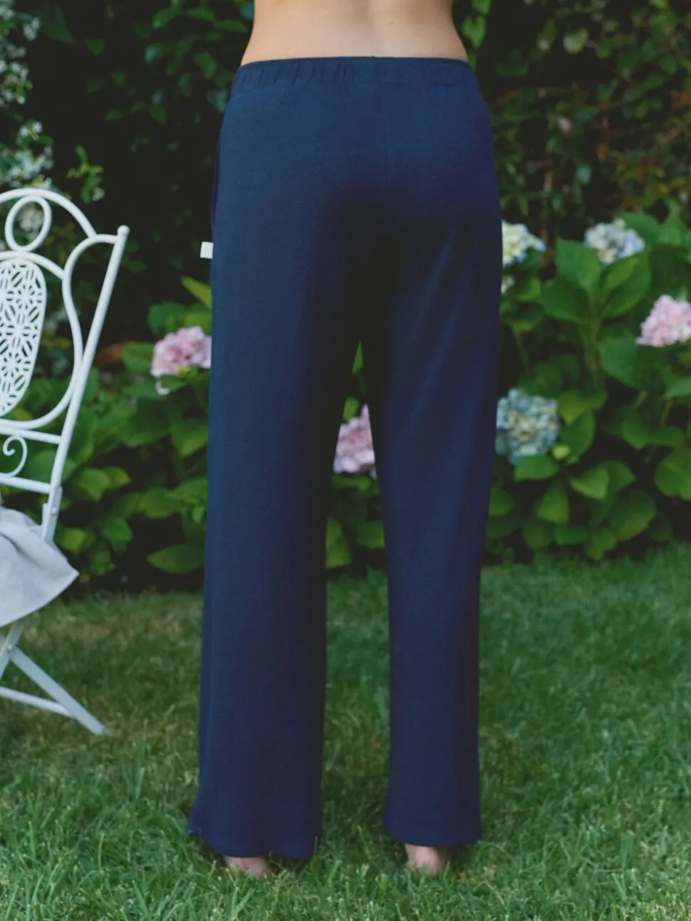 Marineblauw - Laura Ashley gebreide loungebroek