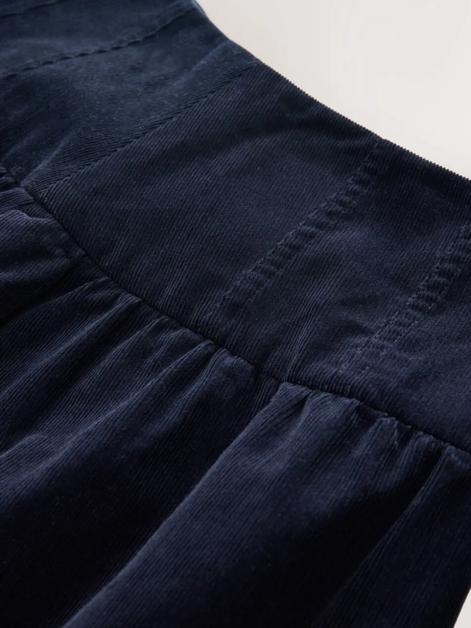 Marineblauw - Midi rok van corduroy met verlaagde taille