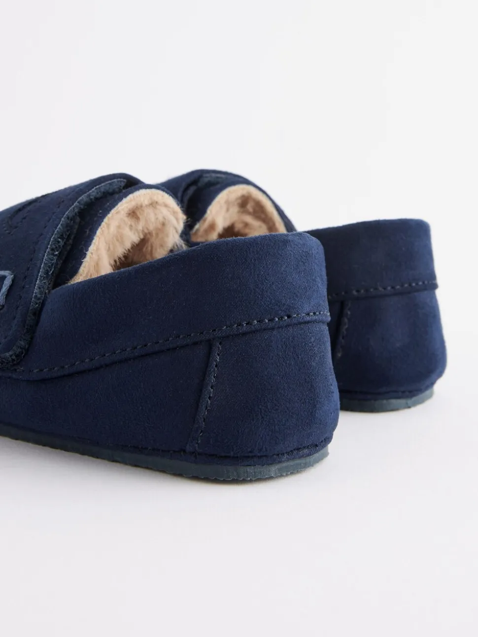 Marineblauw - Mocassin-pantoffels met klittenbandsluiting