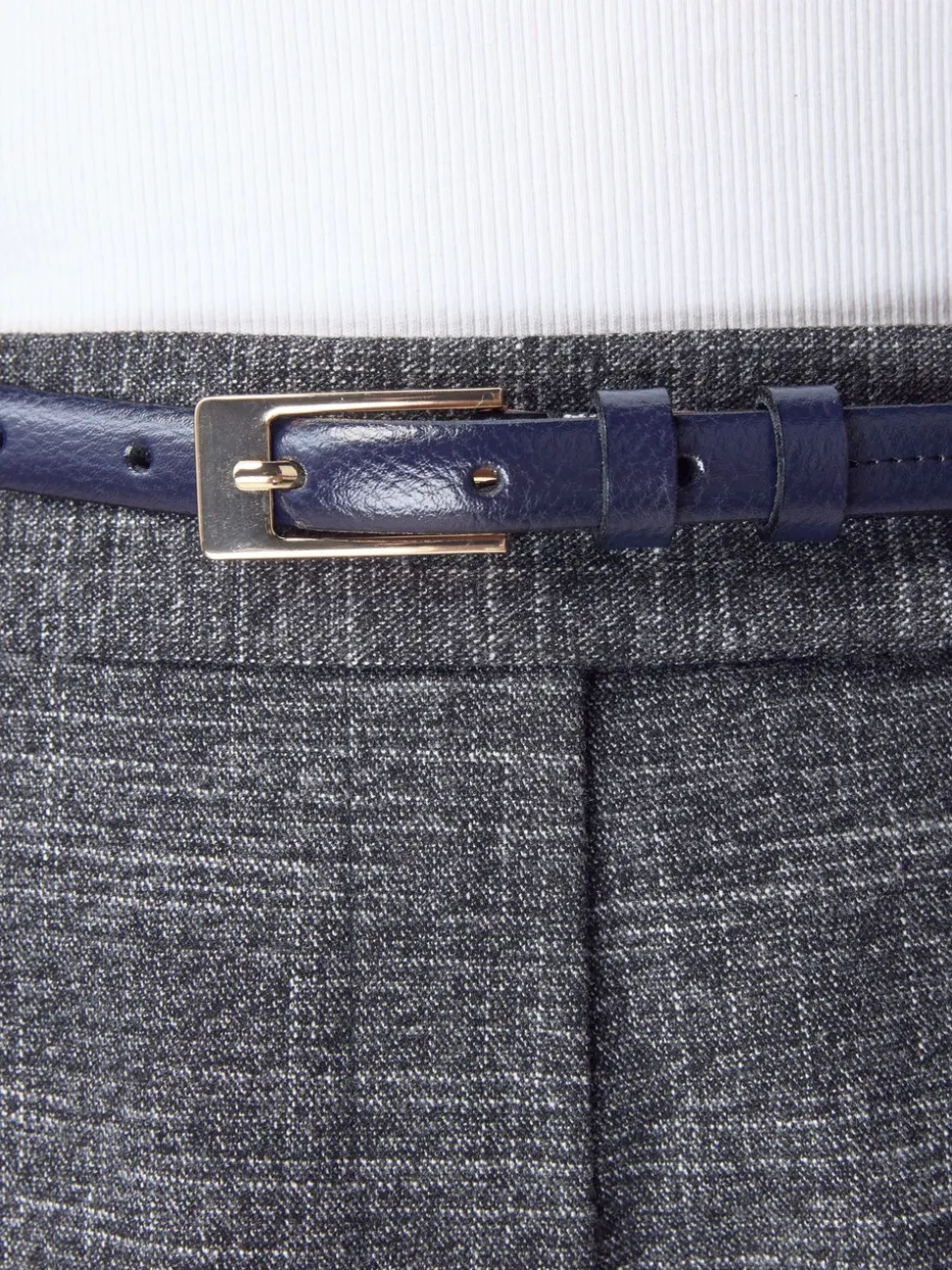 Marineblauw - N. Premium skinny Made In Italy leren riem