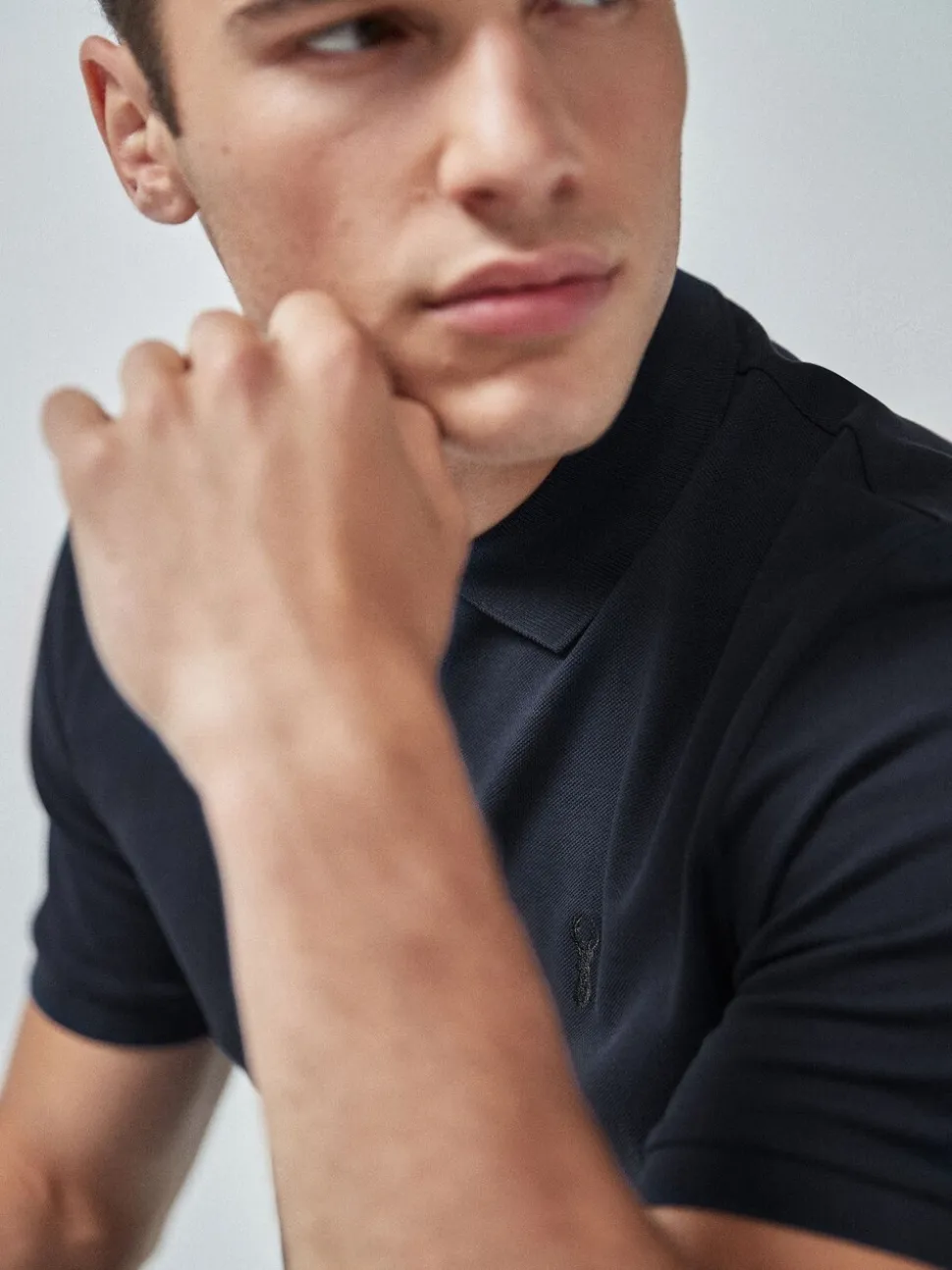Marineblauw - Normale Pasvorm - Piqué poloshirt met korte mouwen