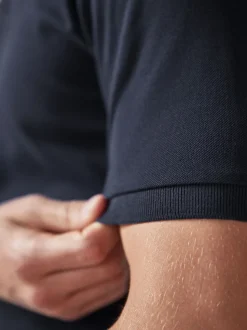 Marineblauw - Normale Pasvorm - Piqué poloshirt met korte mouwen