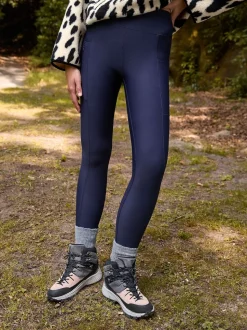 Marineblauw - Outdoor legging met fleecevoering en warme handgreep