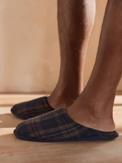 Marineblauw - Pantoffelmuiltjes met ruitjes