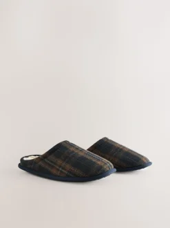 Marineblauw - Pantoffelmuiltjes met ruitjes