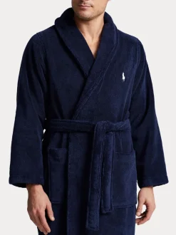 Marineblauw - Polo Ralph Lauren badjas met sjaalkraag