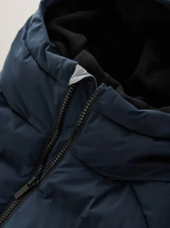 Marineblauw - Regenbestendige gewatteerde jas met microfleece voering (3-17jr)