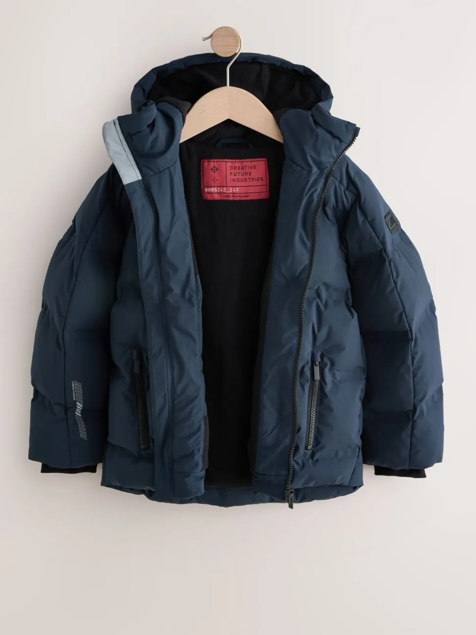 Marineblauw - Regenbestendige gewatteerde jas met microfleece voering (3-17jr)