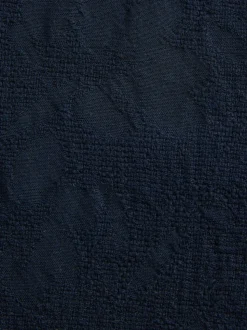 Marineblauw - Regular-fit Nova Fides kostuumjasje van Italiaanse stof met gehaakt patroon