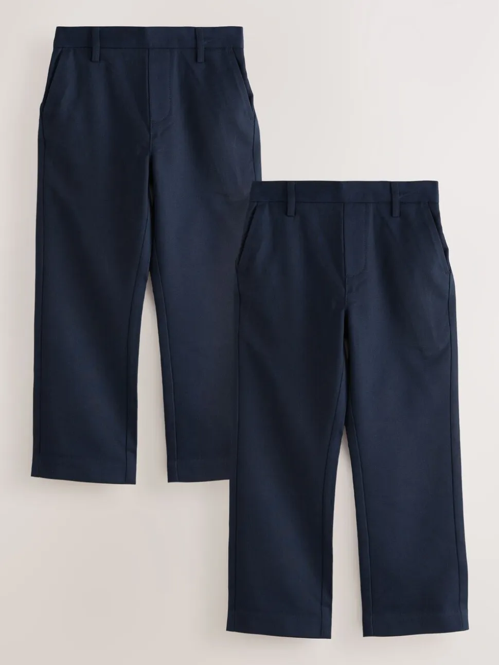 Marineblauw - Reguliere schoolbroeken met elastische taille en rechte pijpen, 2 stuks (3-17jaar)