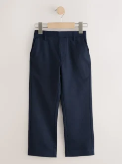 Marineblauw - Reguliere schoolbroeken met elastische taille en rechte pijpen, 2 stuks (3-17jaar)