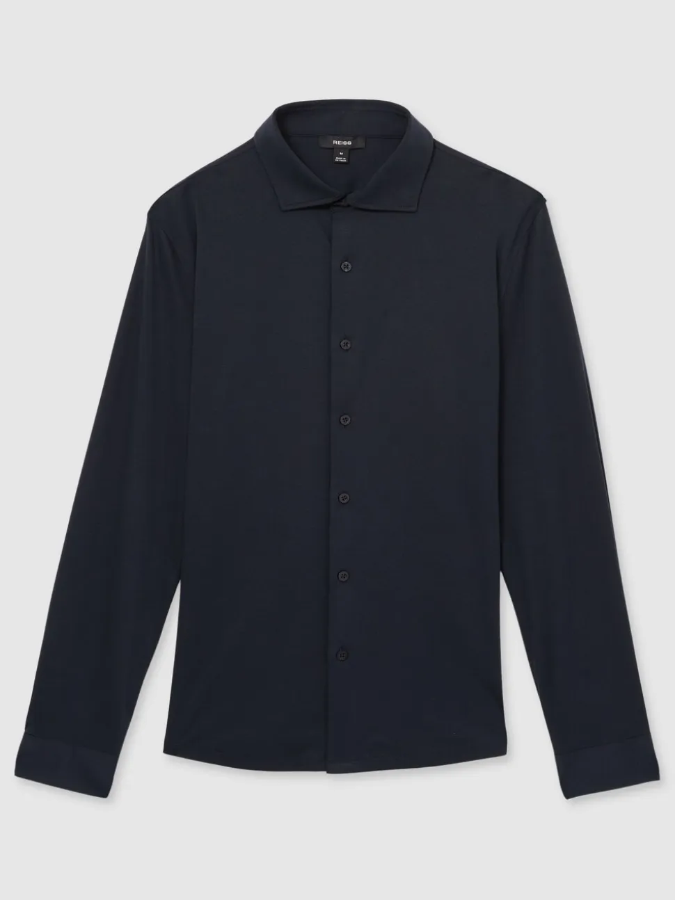 Marineblauw - Reiss Duke Air-Water Cotton Slim-Fit Shirt