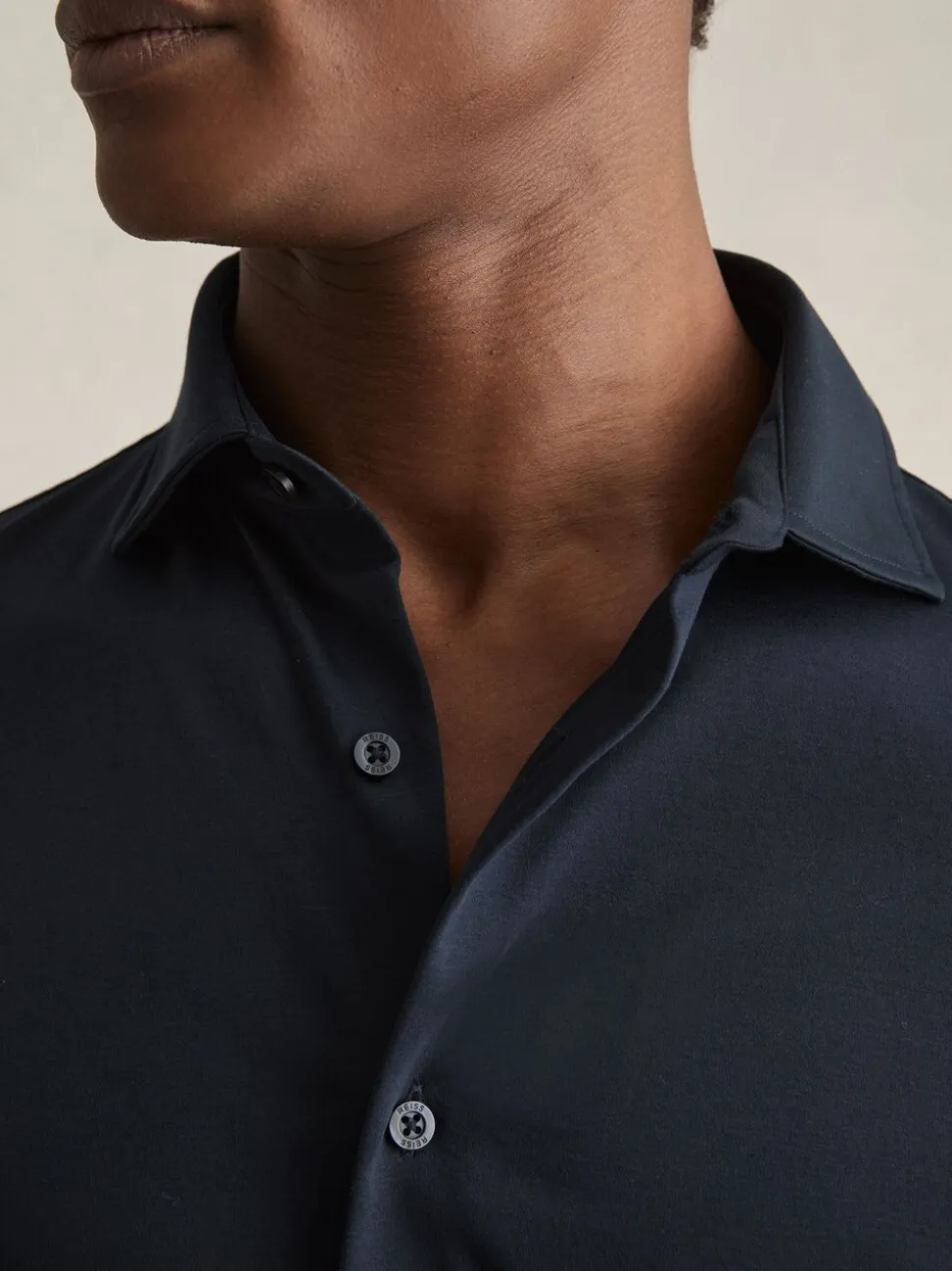 Marineblauw - Reiss Duke Air-Water Cotton Slim-Fit Shirt