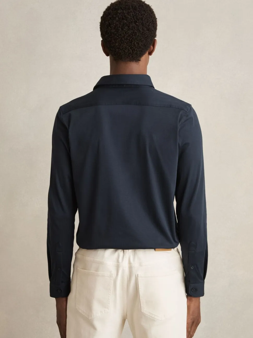 Marineblauw - Reiss Duke Air-Water Cotton Slim-Fit Shirt