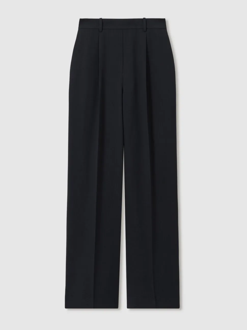 Marineblauw - Reiss Eden wijde broek van keperstof met elastische tailleband