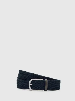 Marineblauw - Reiss Elmont Basket Weave Belt