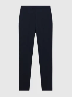 Marineblauw - Reiss Found stretchy slim fit broeken met trekkoord