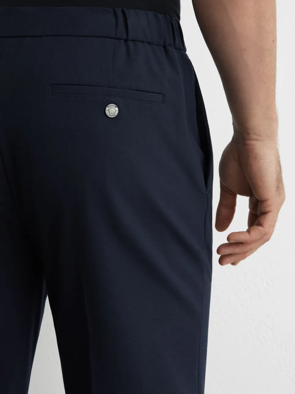 Marineblauw - Reiss Found stretchy slim fit broeken met trekkoord