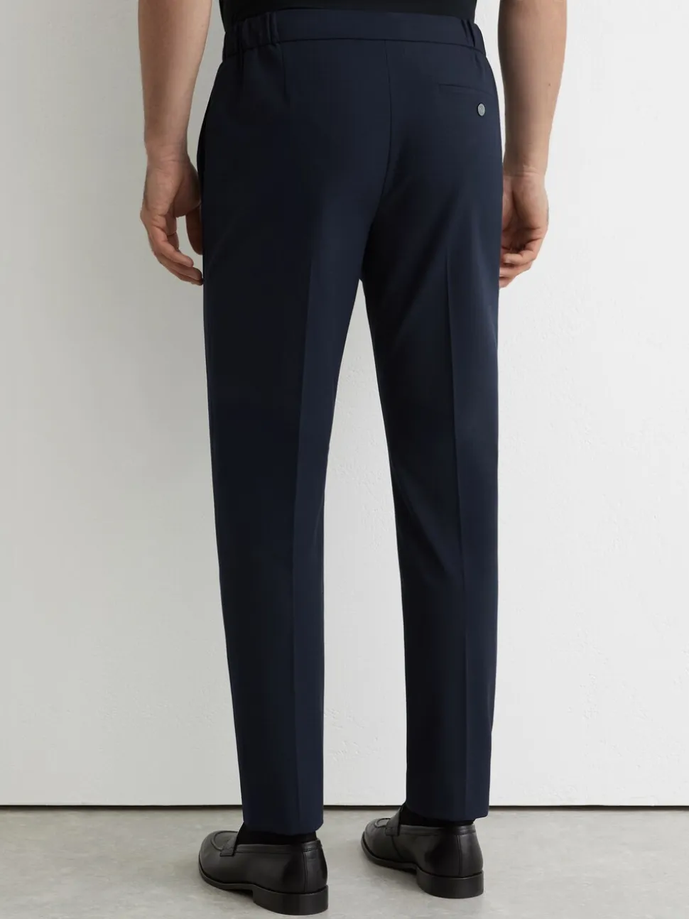 Marineblauw - Reiss Found stretchy slim fit broeken met trekkoord