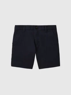 Marineblauw - Reiss Wicket Korte chino met stretch