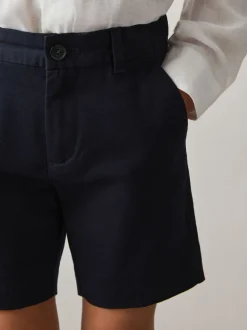 Marineblauw - Reiss Wicket Korte chino met stretch